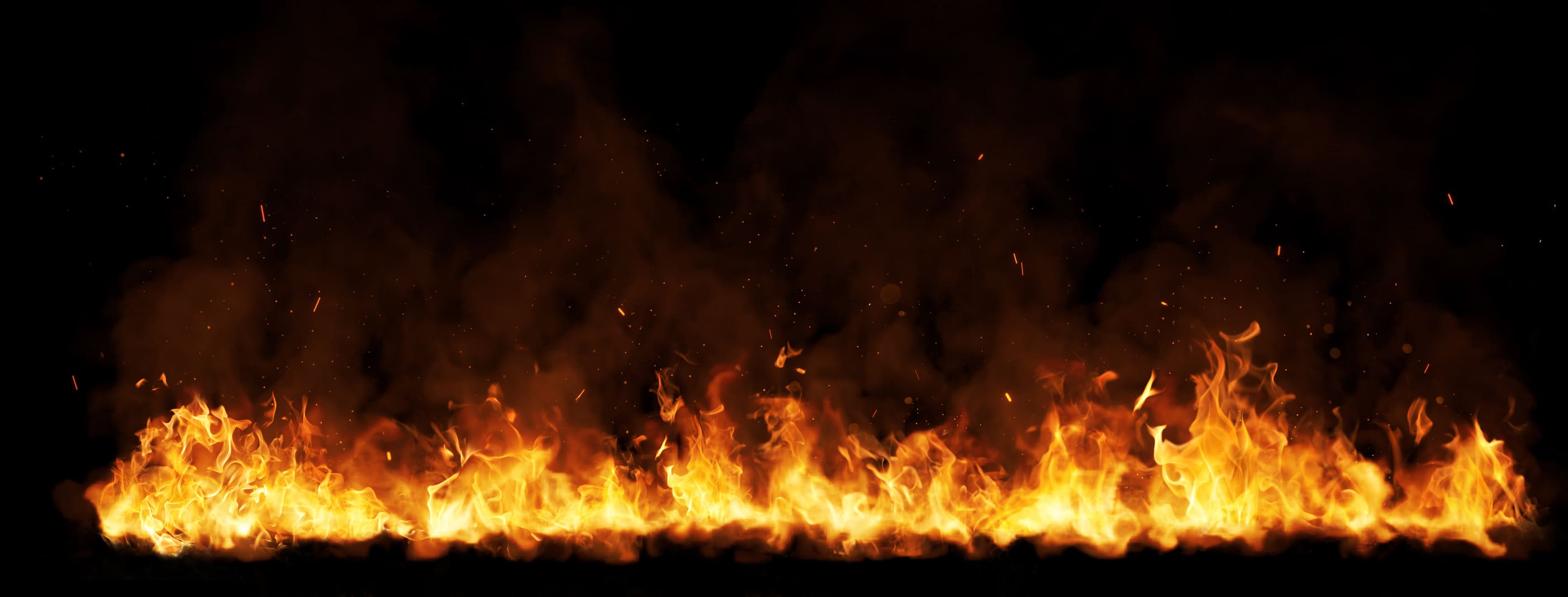 Intense flames with black smoke