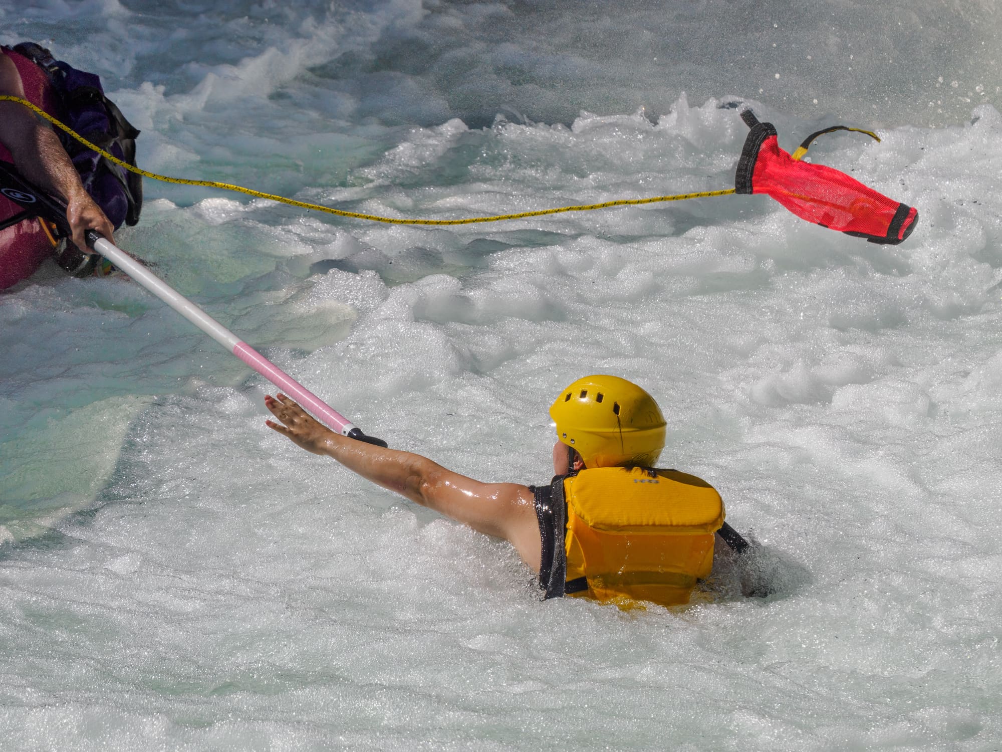 Water rescue with safety equipment